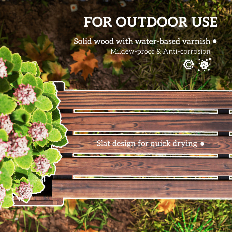 Wooden Raised Garden Planter Bench for Easy Plant Care and Outdoor Seating Carbonised Finish