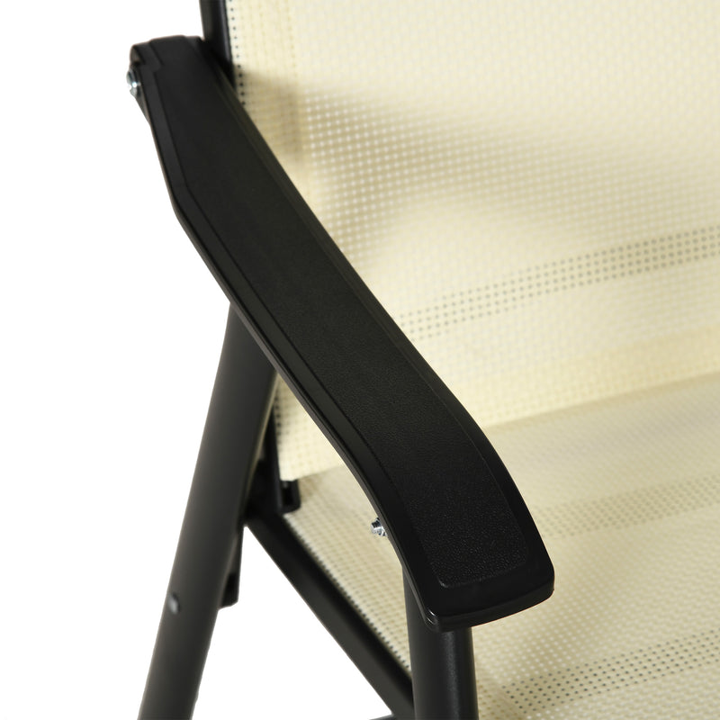 Set of 6 Folding Garden Chairs in Beige for Outdoor Dining or Patio Seating