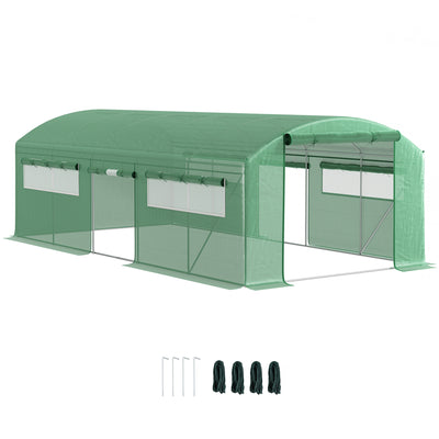 Large Walk-In Polytunnel Greenhouse 19 x 9.8ft for Plant Growth by Outsunny