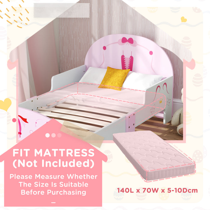 Pink Ballet Theme Toddler Bed Frame with Safety Rails for Ages 3-6 by AIYAPLAY