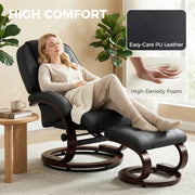 Recliner Chair with Footstool for Relaxing at Home Easy Clean PU Leather Black Homcom