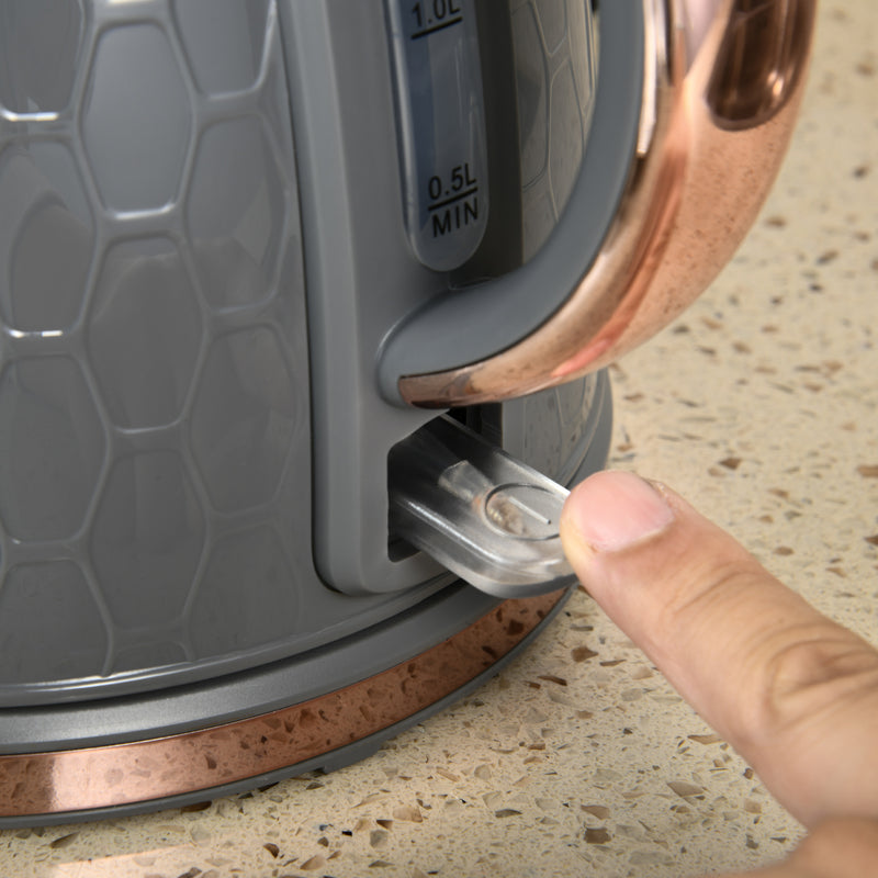 Fast Boil Kettle and 2 Slice Toaster Set With Auto Shut Off and Browning Control Grey