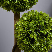 Set of 2 Artificial Boxwood Topiary Trees in Pots for Indoor and Outdoor Use Light Green