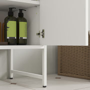 White Under Sink Bathroom Cabinet With Soft Close Doors For Pedestal Or Countertop Basin