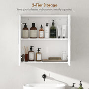 Wall Mounted Double Door Bathroom Cabinet With Mirror And Storage Shelves, White AOSOM