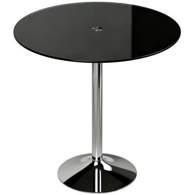 2 Seat Round Black Glass Dining Table for Small Spaces with Stable Metal Base Homcom