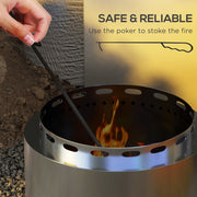 Smokeless Stainless Steel Fire Pit 48cm With Poker For Garden Camping And Bonfire Nights
