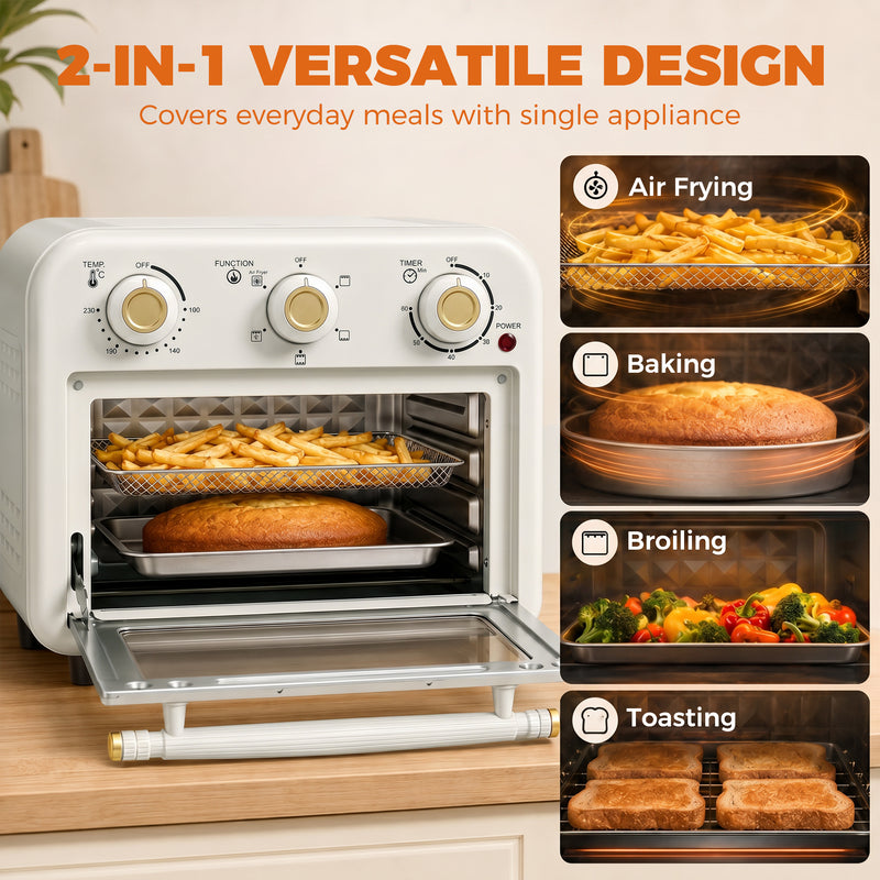 Air Fryer Oven 12L for Quick Family Meals with Simple Controls Cream White Gold Tone