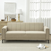 Khaki 3 Seater Fabric Sofa Upholstered Channel Tufted Couch for Living Room and Bedroom by HOMCOM