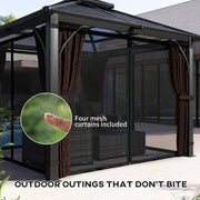 3m x 3m Hardtop Garden Gazebo with Polycarbonate Roof and Netting by Outsunny