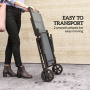 Grey Folding Sun Lounger with Wheels 5 Position Adjustable Reclining Garden Chair by Outsunny