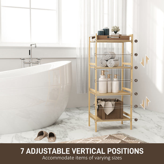 Four Tier Bamboo Adjustable Shelf Storage Unit for Home and Office by HOMCOM