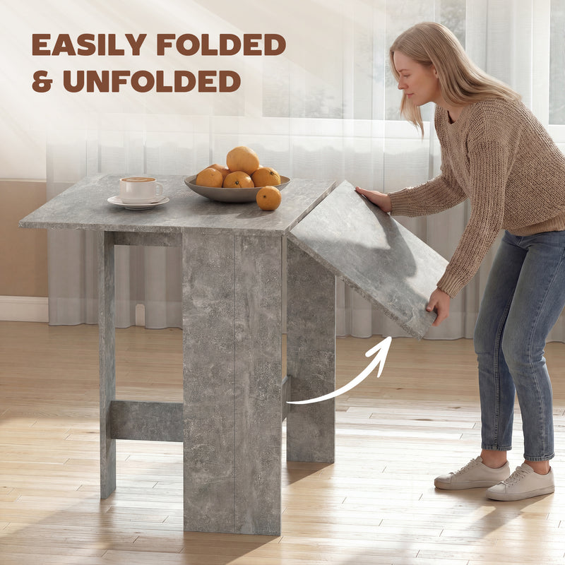 Folding Dining Table for Small Spaces with Flexible Console Design Grey AOSOM