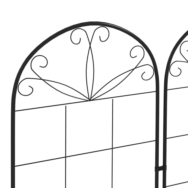 Set of 2 Metal Garden Trellis Panels With Sturdy Grid For Climbing Plants and Vines