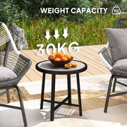 Round Small Garden Table 50.5cm Outdoor Side Table with SPC Top and Metal Frame Grey by Outsunny