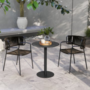 Round Dining Table With Steel Base For Kitchen Or Living Room Use 60cm Black AOSOM