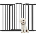 Adjustable Metal Pet Gate with Auto Close Door for Hallways and Stairs Black