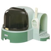 2 in 1 Enclosed Cat Litter Box With Drawer Tray Scoop and Easy Access Top, Green