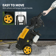 Pressure Washer for Patios Cars and Garden Furniture with Adjustable Nozzle Yellow Black AOSOM