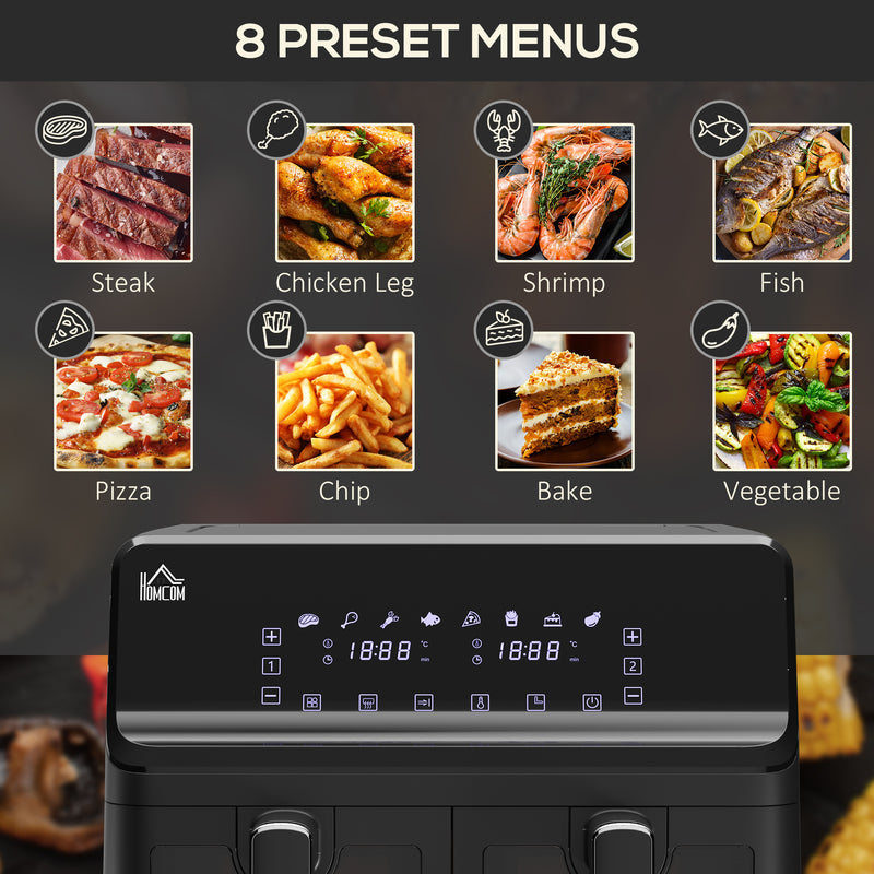 Dual Basket Air Fryer Oven 8L with Digital Display for Healthy Cooking 2500W Silver