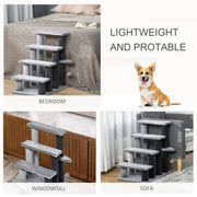 4 Step Cat Stairs with Scratching Posts Platforms and Hanging Toy for Indoor Use, Grey