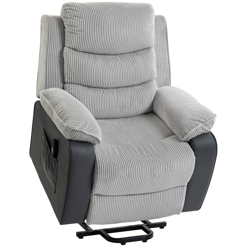 Power Lift Recliner Chair for Easy Standing and Daily Comfort with USB Port Light Grey AOSOM