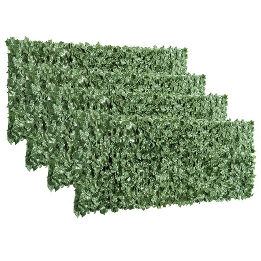 Dark Green 4 Piece Artificial Leaf Hedge Screen For Garden Privacy And Outdoor Decor