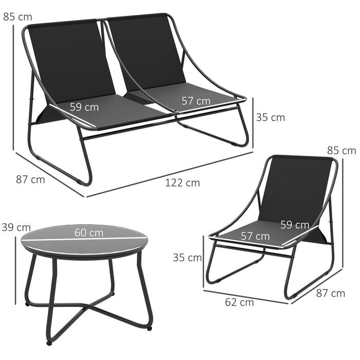 4 Seater Rattan Garden Furniture Set with Cushions and Glass Table in Grey by Outsunny