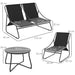 4 Seater Rattan Garden Furniture Set with Cushions and Glass Table in Grey by Outsunny