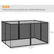 Outsunny 352 x 207cm Universal Replacement Mesh Sidewall Netting for Patio Gazebos and Canopy Tents, (Sidewall Only) Dark Grey AOSOM