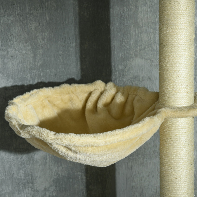 Adjustable 6 Tier Cat Climbing Tower With Hammock And Scratching Posts For Indoor Use Beige
