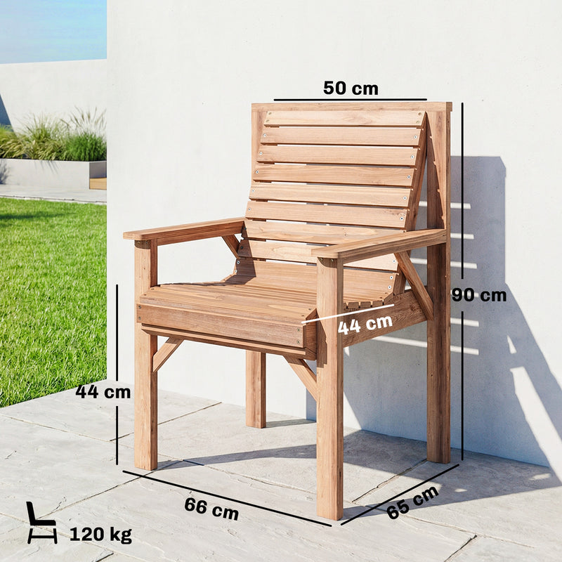 Garden Chair for Relaxing Outdoors with Curved Seat and Water Resistant Fir Wood Natural Finish Outsunny