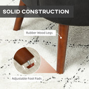 Retro Corduroy Accent Chair With Padded Seat Ideal for Living Rooms or Bedrooms Black