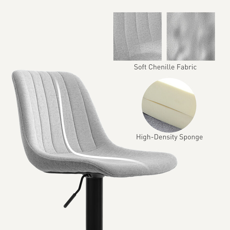 Set of Two Grey Chenille Feel Tub Bat Stools Stylish and Comfortable by HOMCOM