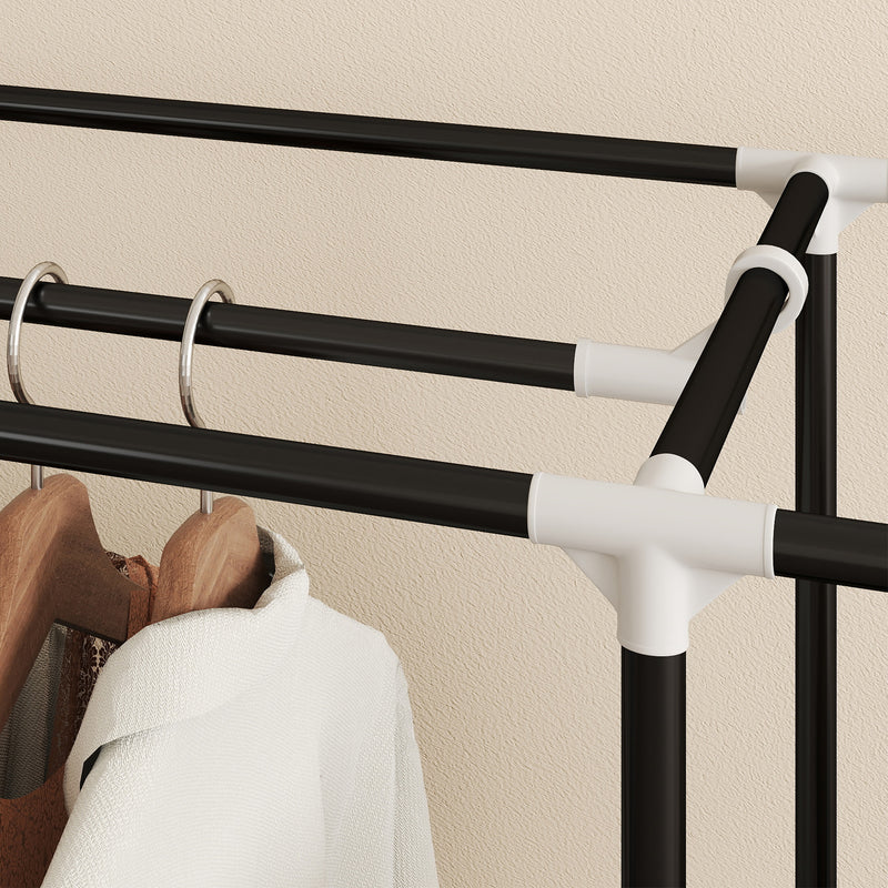 Fabric Wardrobe with Hanging Rail and 10 Shelves for Easy Bedroom Storage