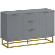 Grey Sideboard with 3 Drawers and Adjustable Shelves for Living Room Storage