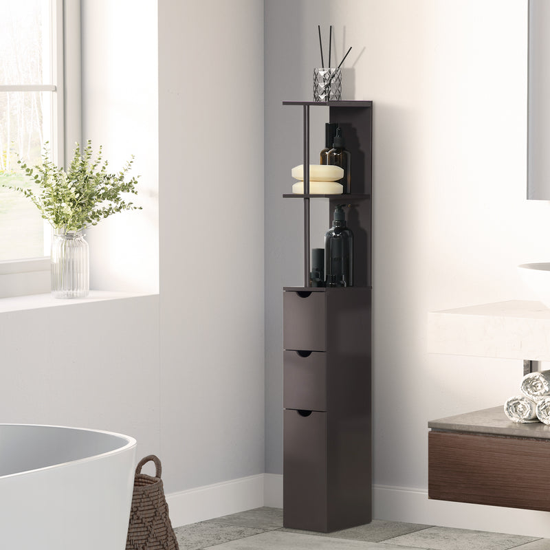 Tall Freestanding Bathroom Storage Cabinet With Shelves and Drawers Brown by HOMCOM