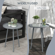 Outsunny Round Garden Coffee Table, Outdoor Side Table with Rounded Steel Edge, Ø40 x 50H cm, Grey AOSOM