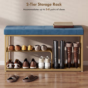 Shoe Storage Bench with Padded Seat for Hallway or Bedroom Organisation Dark Blue AOSOM