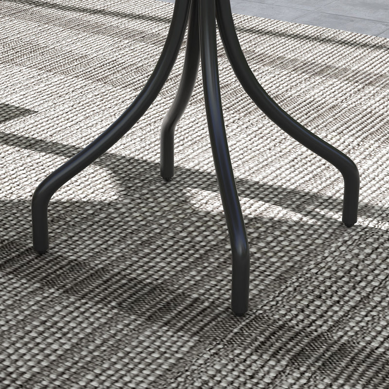 Brown 66cm Galvanised Steel Round Garden Table for Patio and Outdoor Use by Outsunny