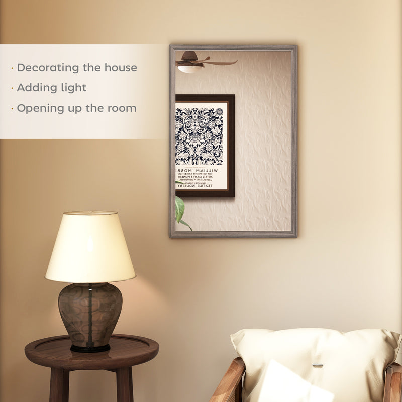 HOMCOM Wall Bathroom Mirror, 40 x 60 cm Wall-Mounted Mirror for Living Room, Bedroom, Hallway, Grey AOSOM