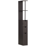 Tall Freestanding Bathroom Storage Cabinet With Shelves and Drawers Brown by HOMCOM