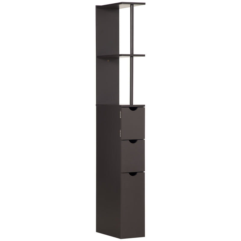 Tall Freestanding Bathroom Storage Cabinet With Shelves and Drawers Brown by HOMCOM