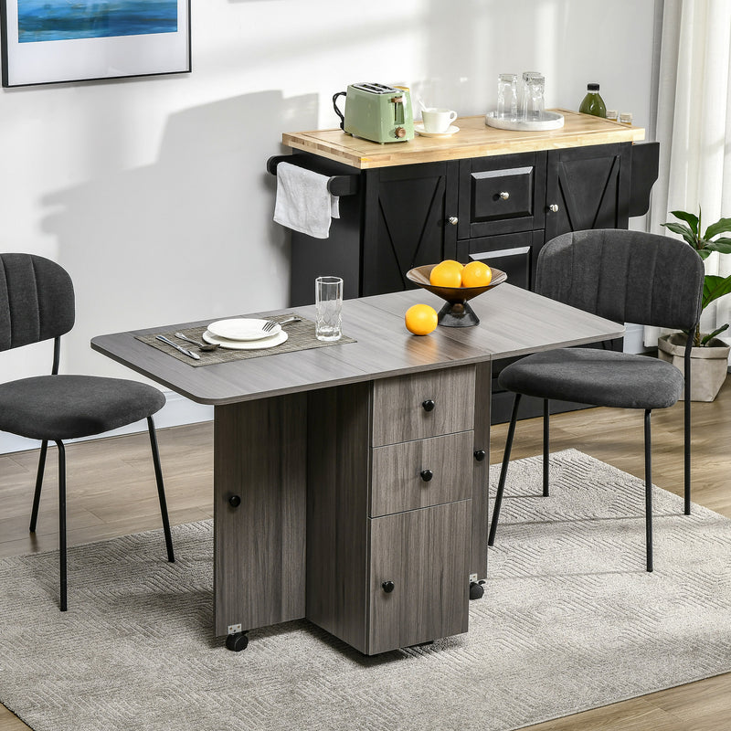 Drop Leaf Dining Table With Storage For 6 People Space Saving Design Grey