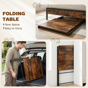 Folding Desk with Upper Shelf for Small Spaces and Easy Storage Rustic Brown AOSOM