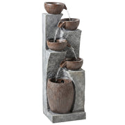Outdoor Water Fountain with LED Lights for Relaxing Evenings and Gentle Garden Ambience Rustic Brown Outsunny