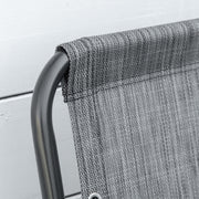 Grey Folding Outdoor Lounge Chair Set for Camping Beach Pool with Steel Frame Armrests