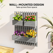 Wall Mounted Wooden Garden Planter with Trellis and Drainage Holes Grey by Outsunny