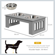 Raised Dog Bowl Stand with Stainless Steel Dishes for Small Dogs Supports Healthy Eating, Grey