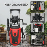 150 Bar High Pressure Washer with Accessories for Car and Patio Cleaning Red Black AOSOM
